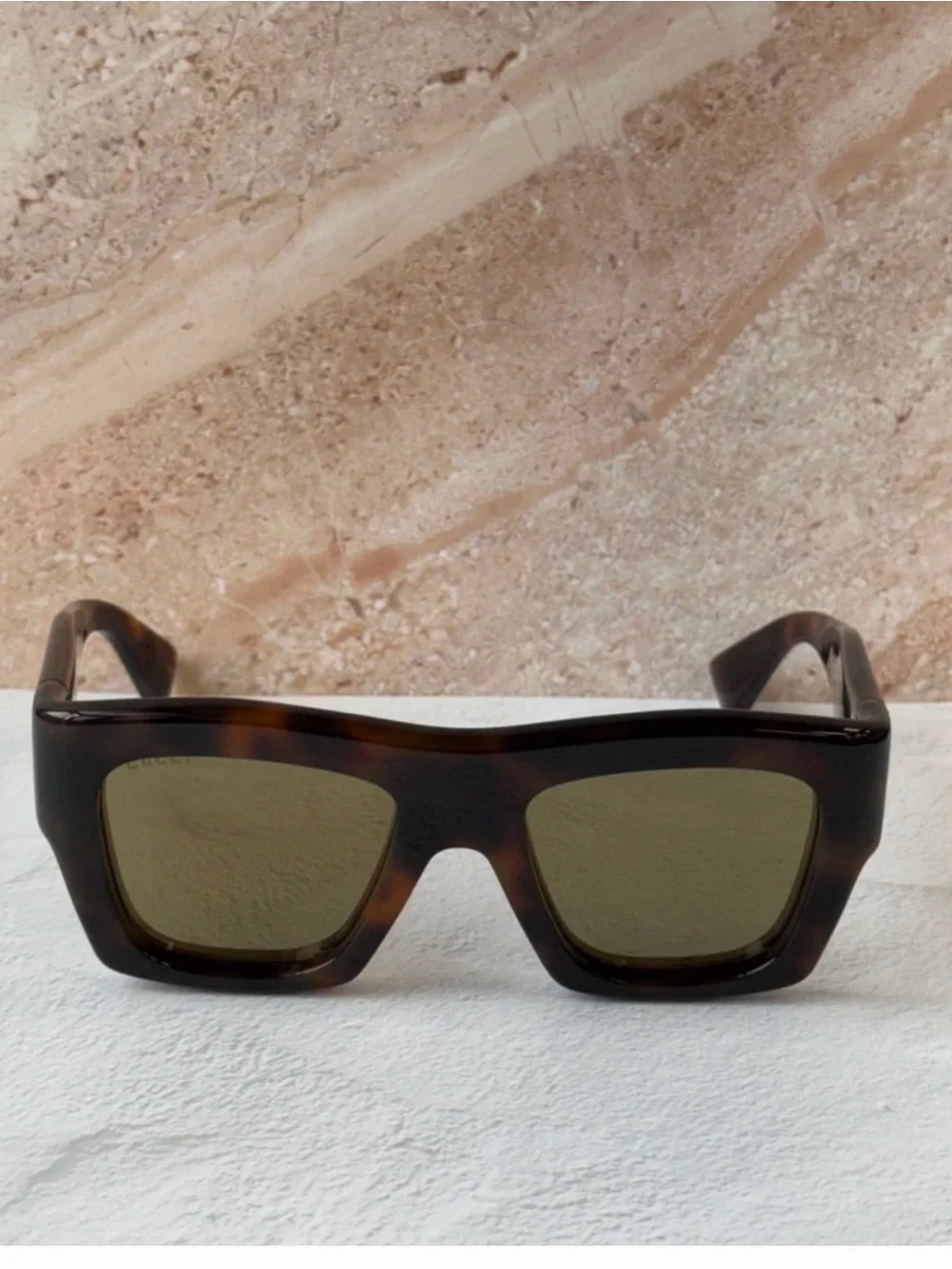 Gucci Tortoiseshell Square Sunglasses with Brown Lenses